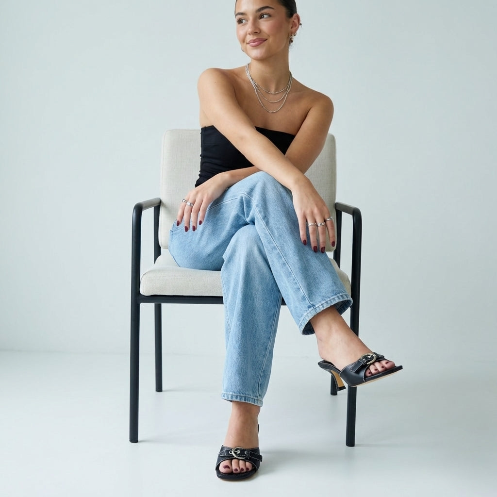 Belle Kitten Heel Sandals - Image 10