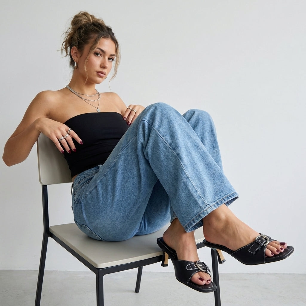 Belle Kitten Heel Sandals - Image 2