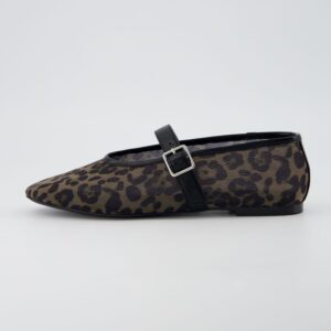 Moma Leopard Print Mary Jane Flat